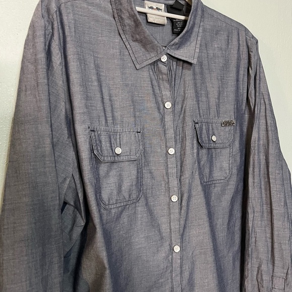 Harley-Davidson blue denim button down blouse - Picture 5 of 8